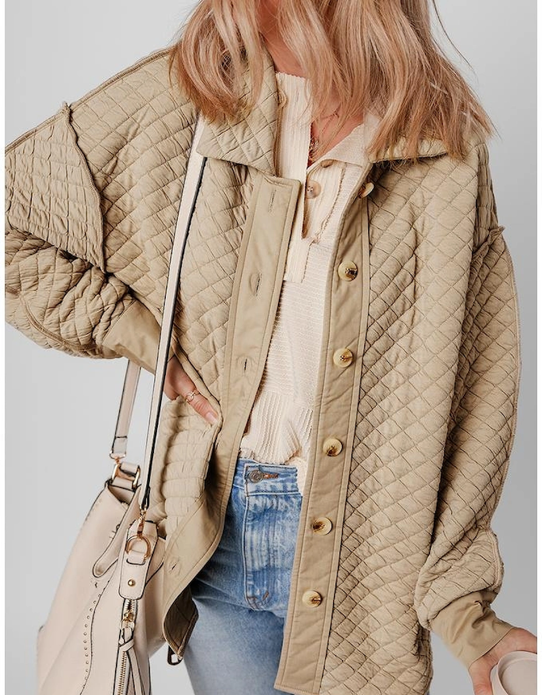 Jet Stream Solid Color Quilted Puffer Buttoned Shacket