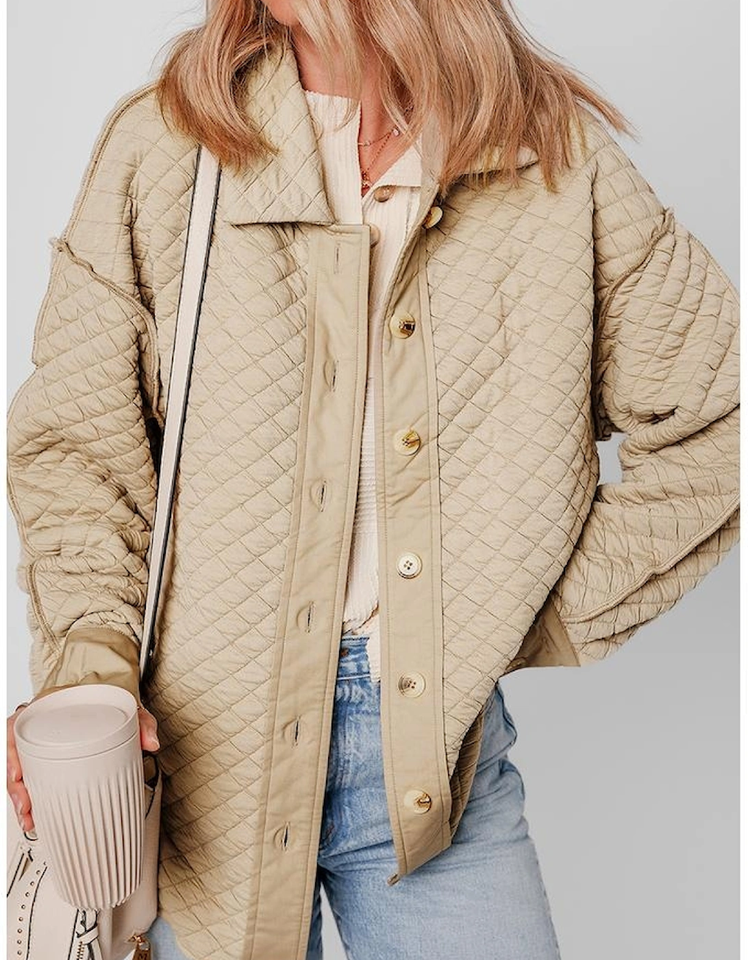 Jet Stream Solid Color Quilted Puffer Buttoned Shacket