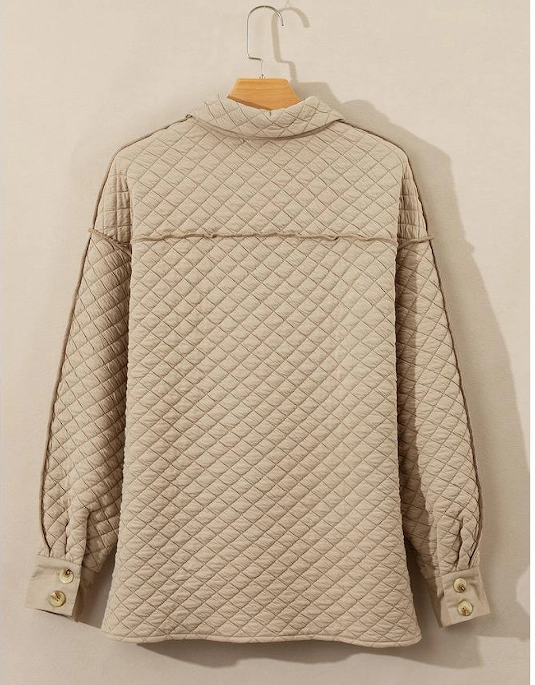 Jet Stream Solid Color Quilted Puffer Buttoned Shacket