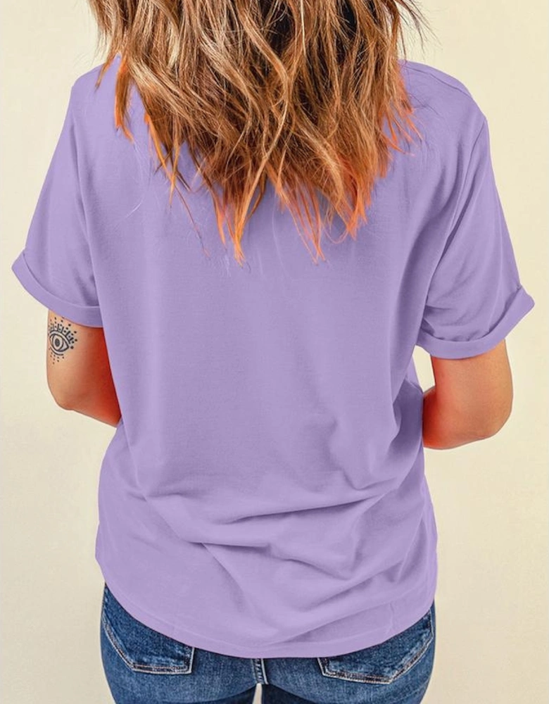 Wisteria Mardi Gras Bowknot Pattern Crew Neck T Shirt