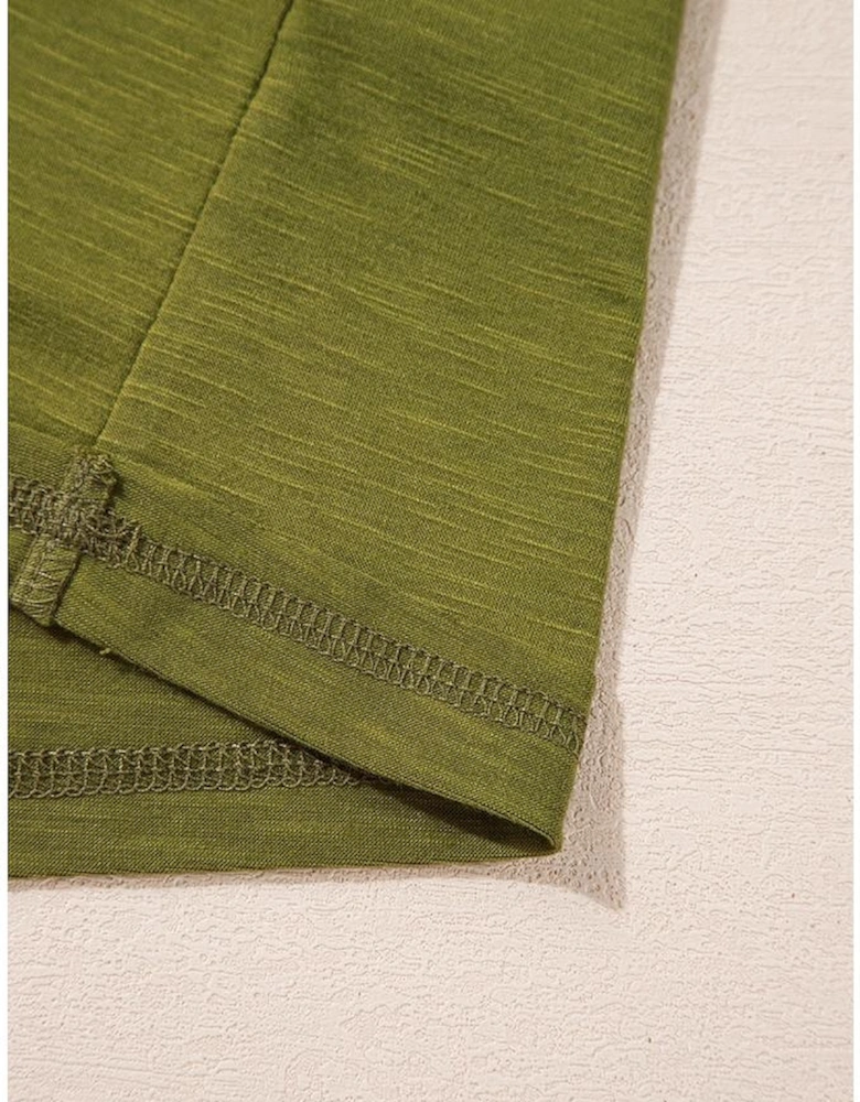 Fern Green Faux Two Piece Floral Long Sleeve Patchwork Tee