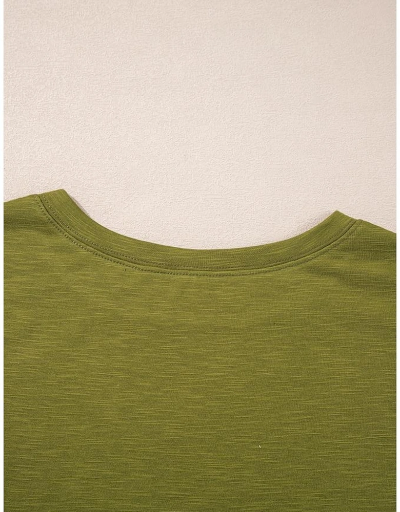 Fern Green Faux Two Piece Floral Long Sleeve Patchwork Tee