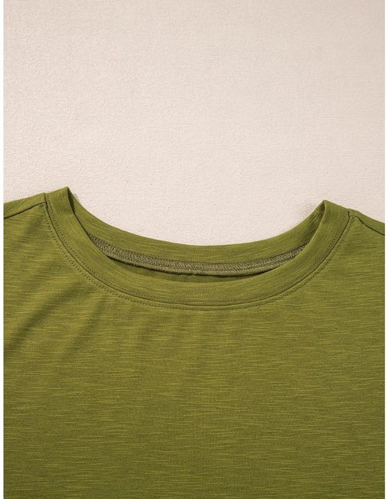 Fern Green Faux Two Piece Floral Long Sleeve Patchwork Tee