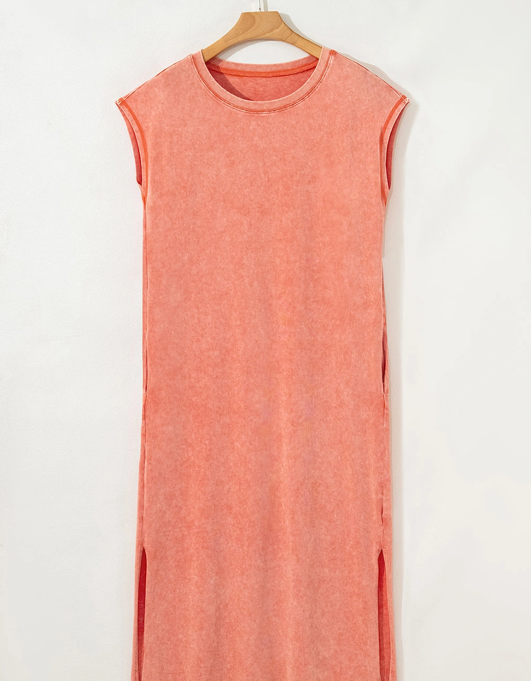 Carrot Mineral Wash Pocketed T-shirt Long Dress