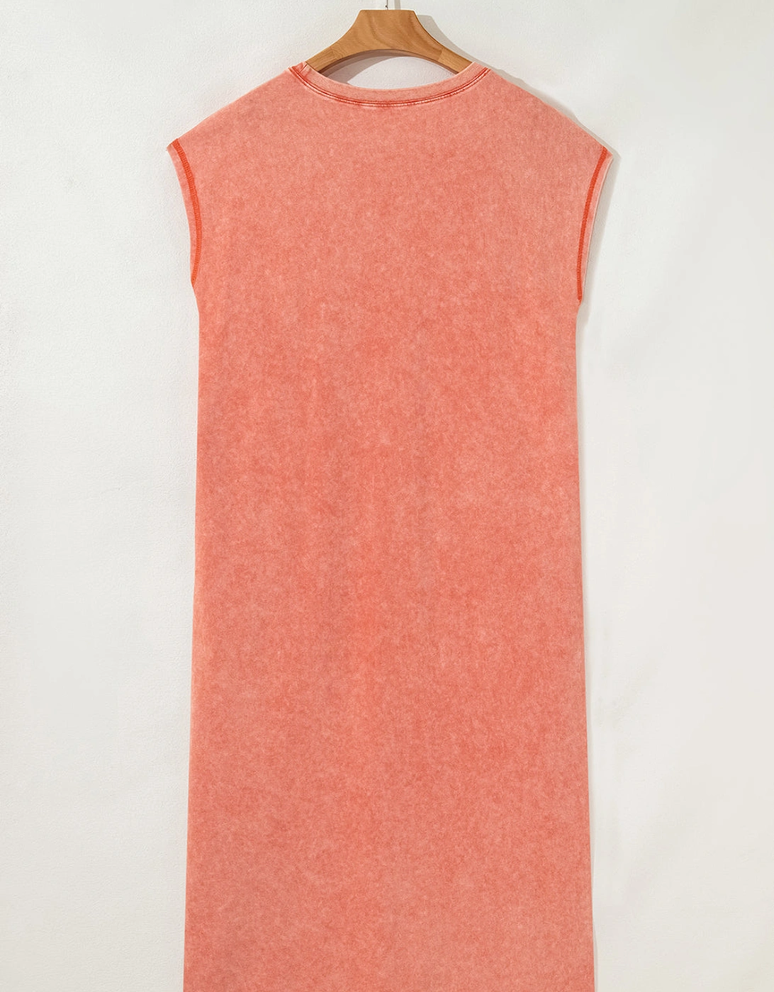 Carrot Mineral Wash Pocketed T-shirt Long Dress