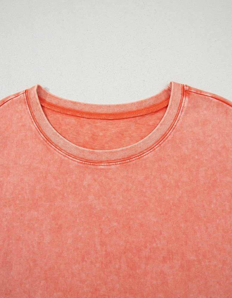 Carrot Mineral Wash Pocketed T-shirt Long Dress