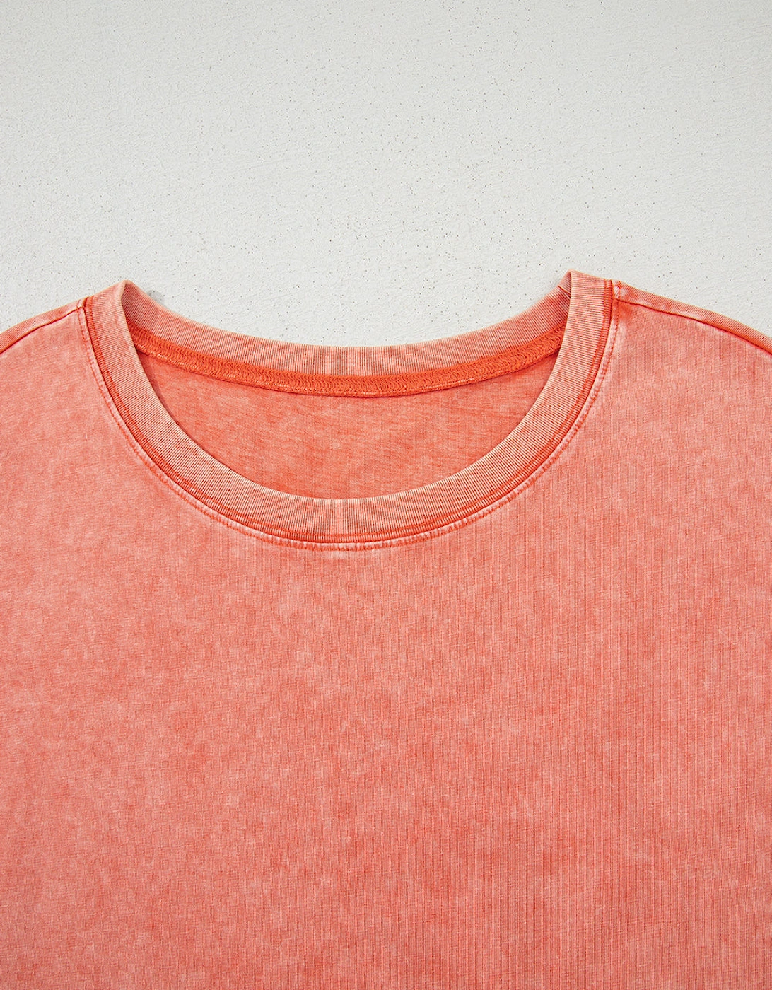 Carrot Mineral Wash Pocketed T-shirt Long Dress