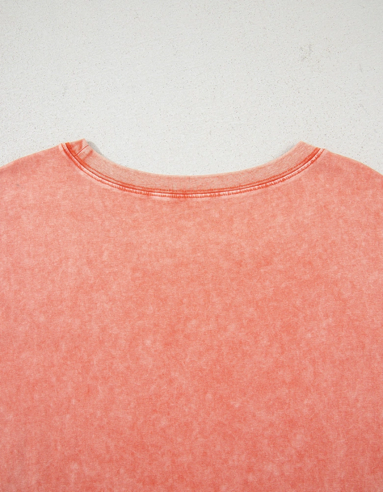 Carrot Mineral Wash Pocketed T-shirt Long Dress