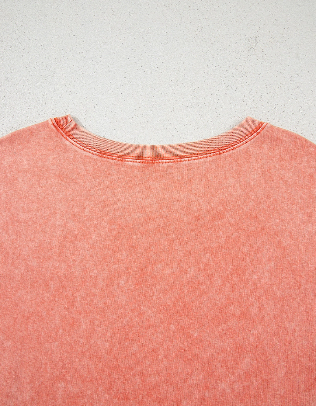 Carrot Mineral Wash Pocketed T-shirt Long Dress