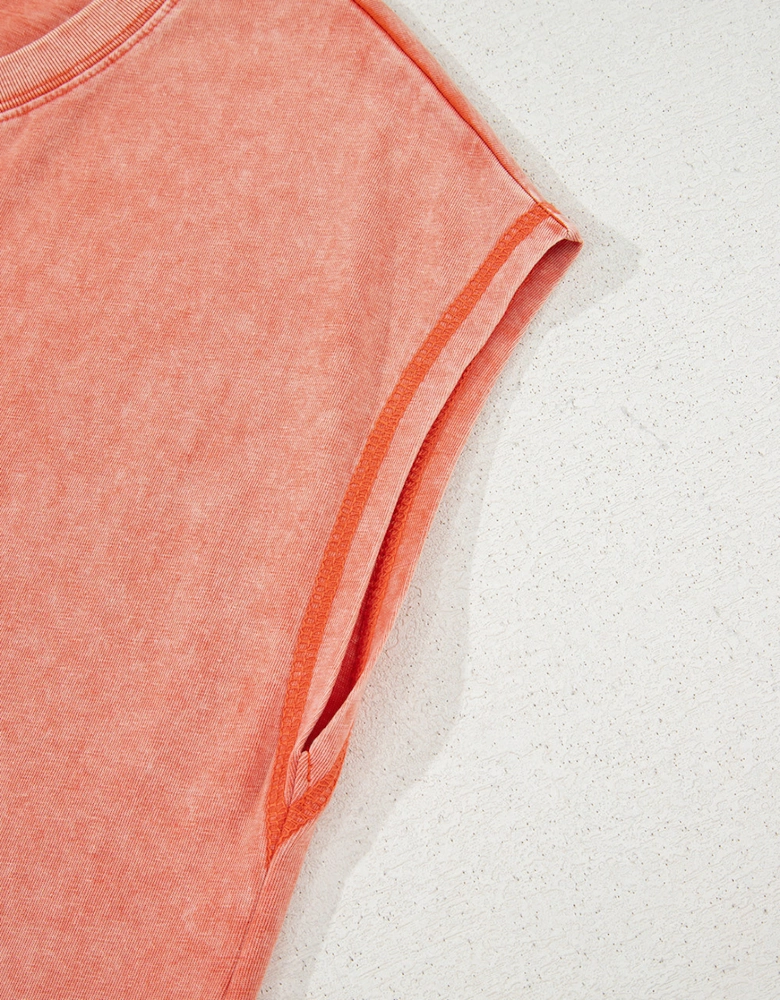 Carrot Mineral Wash Pocketed T-shirt Long Dress