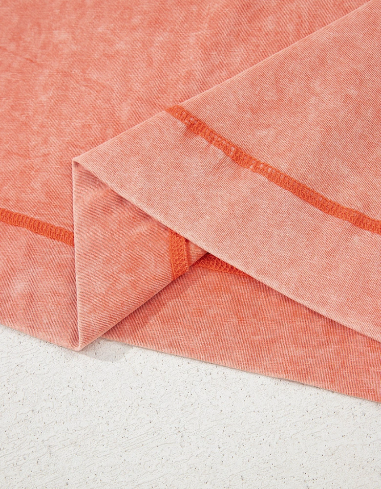 Carrot Mineral Wash Pocketed T-shirt Long Dress