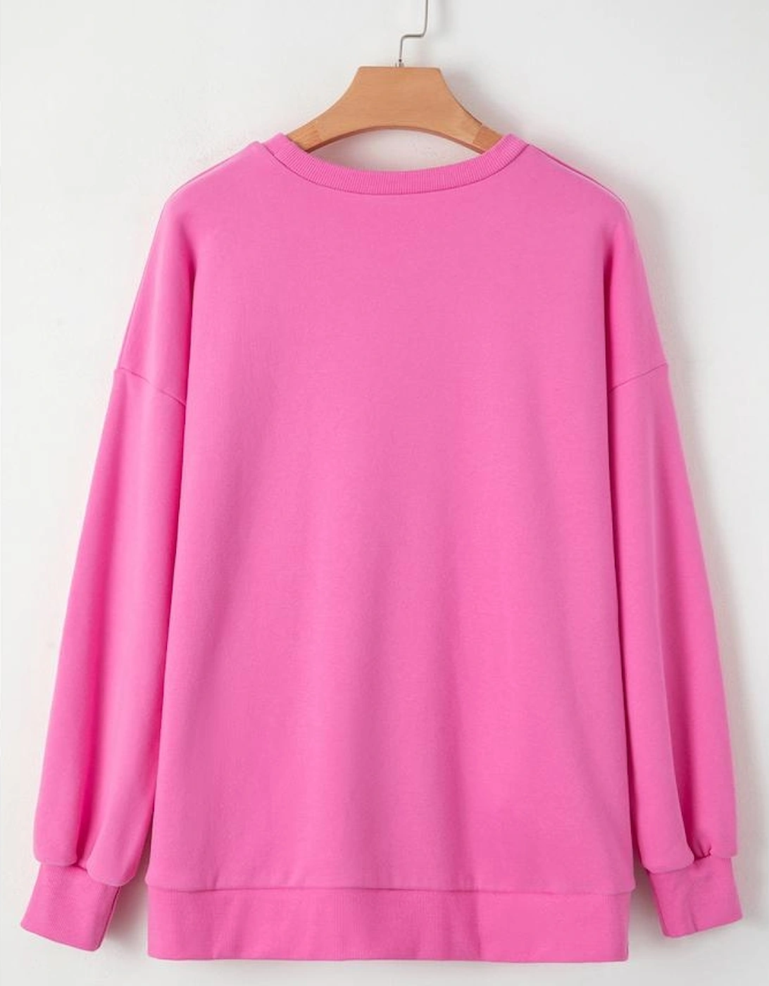 Bonbon Solid Fleece Lined Drop Shoulder High Low Sweatshirt