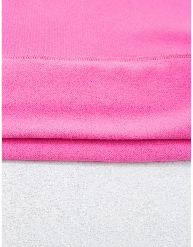 Bonbon Solid Fleece Lined Drop Shoulder High Low Sweatshirt