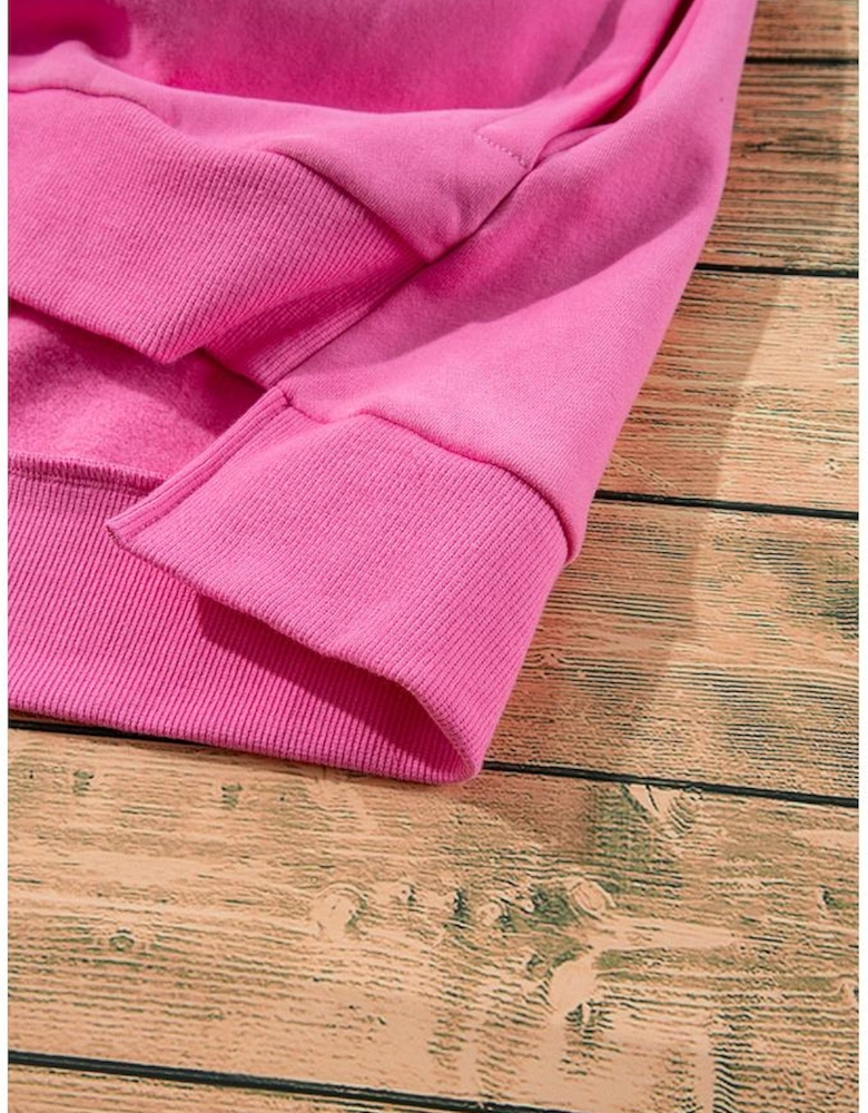 Bonbon Solid Fleece Lined Drop Shoulder High Low Sweatshirt