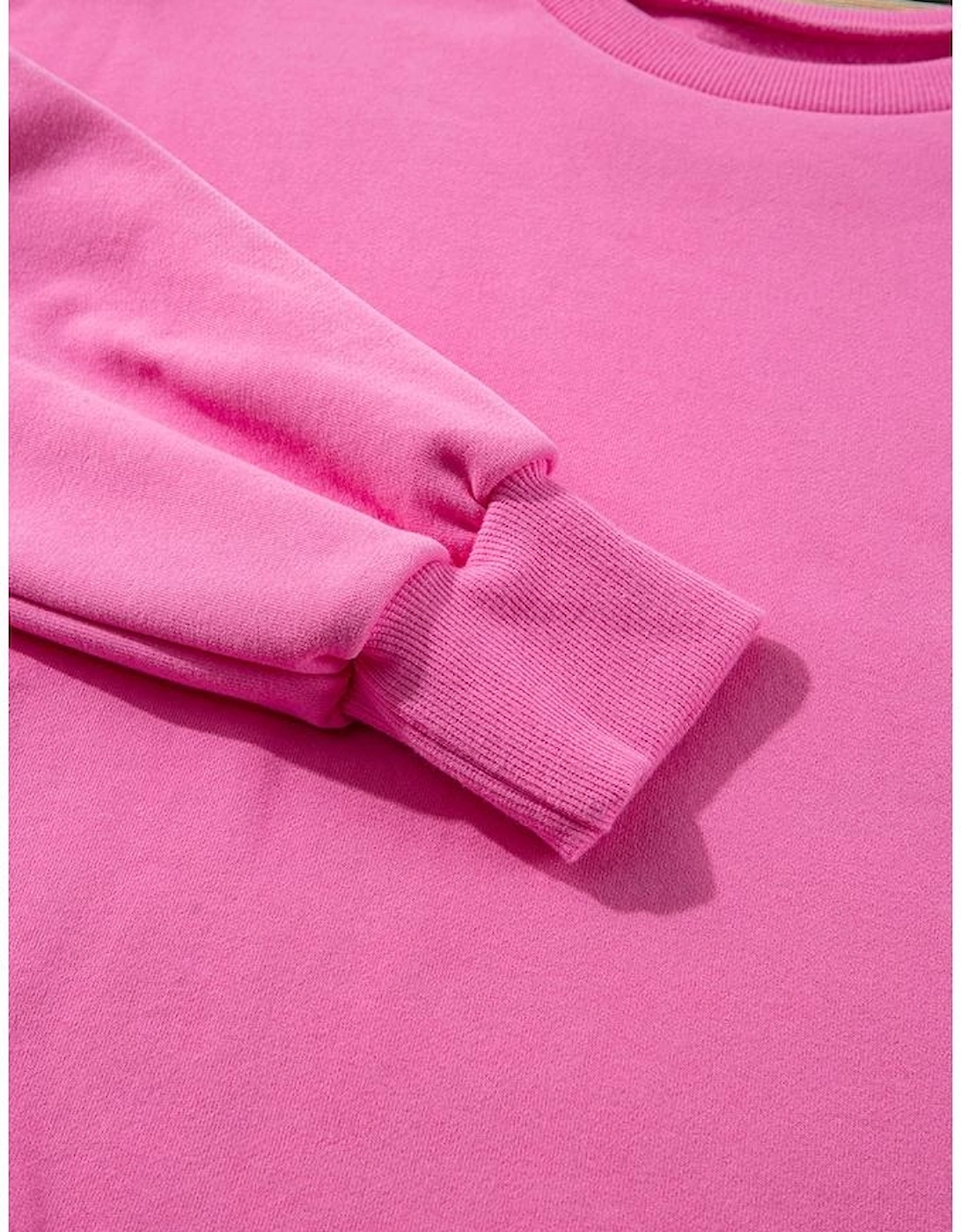 Bonbon Solid Fleece Lined Drop Shoulder High Low Sweatshirt