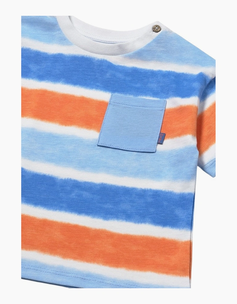 Boys Blue Orange Stripe Jersey Short Set
