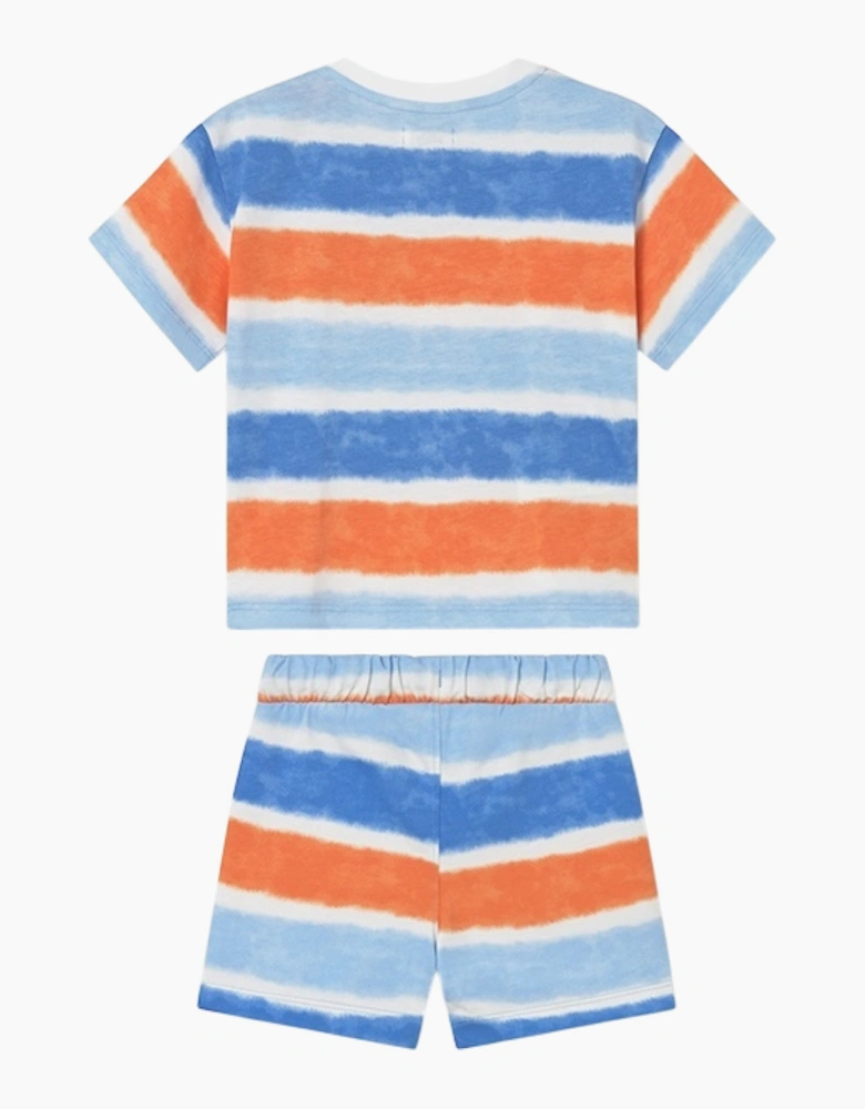 Boys Blue Orange Stripe Jersey Short Set