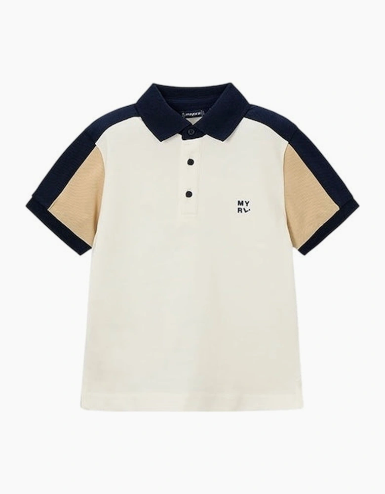 Boys Navy Blue Beige Polo Top