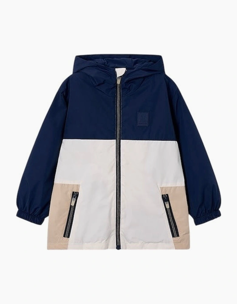 Boys Navy Blue Beige Windbreaker Jacket