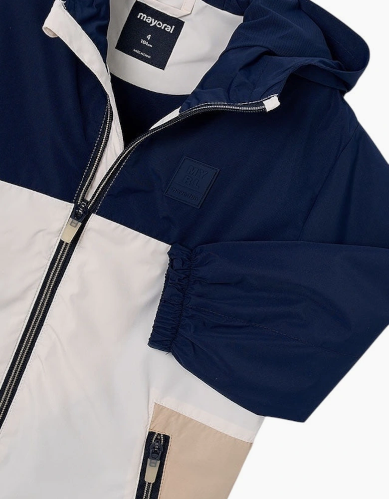 Boys Navy Blue Beige Windbreaker Jacket