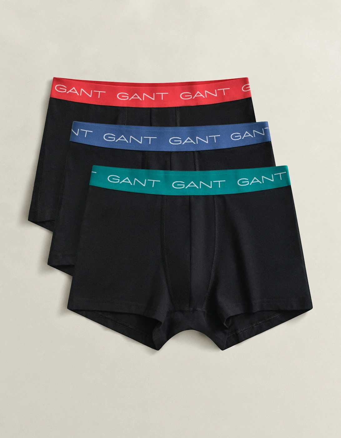 Gant Men's Black 3-Pack Trunks With Multi Coloured Waistbands - 5  35/34/32 L