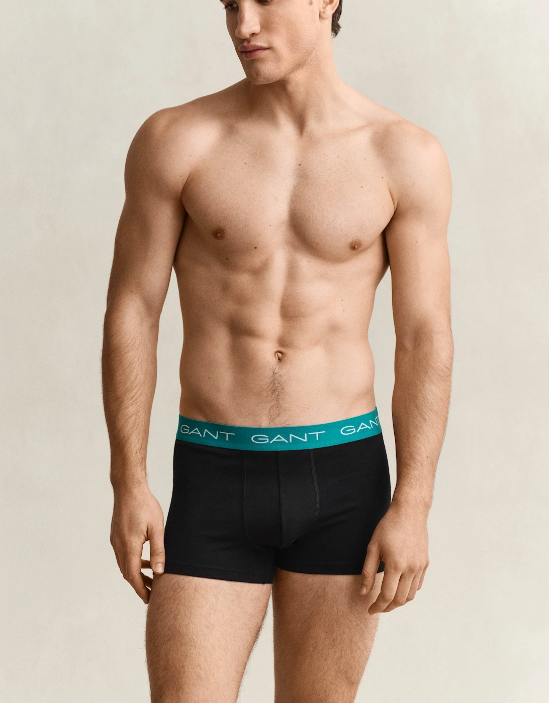 3-Pack Mens Trunks with Multi Coloured Waistbands - 5 Black