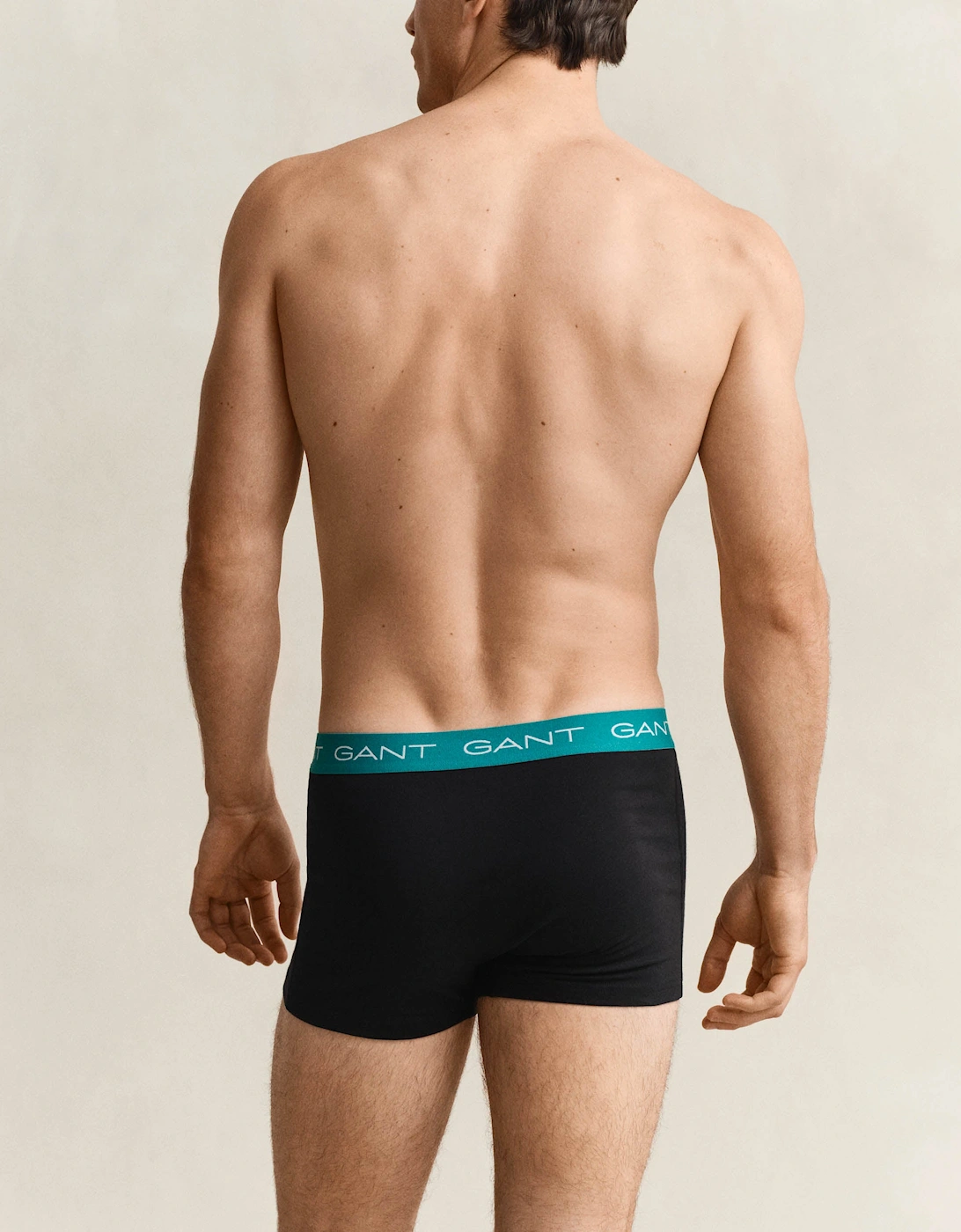 3-Pack Mens Trunks with Multi Coloured Waistbands - 5 Black