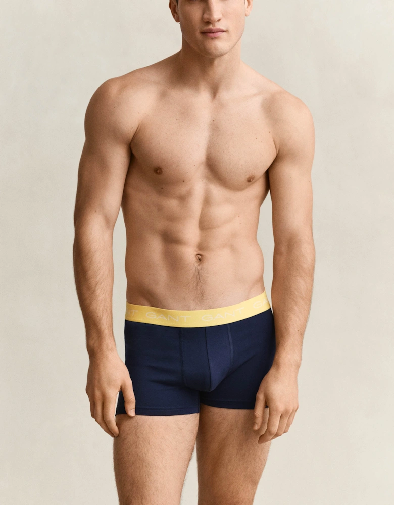 3-Pack Mens Trunks with Multi Coloured Waistbands - 410 Marine