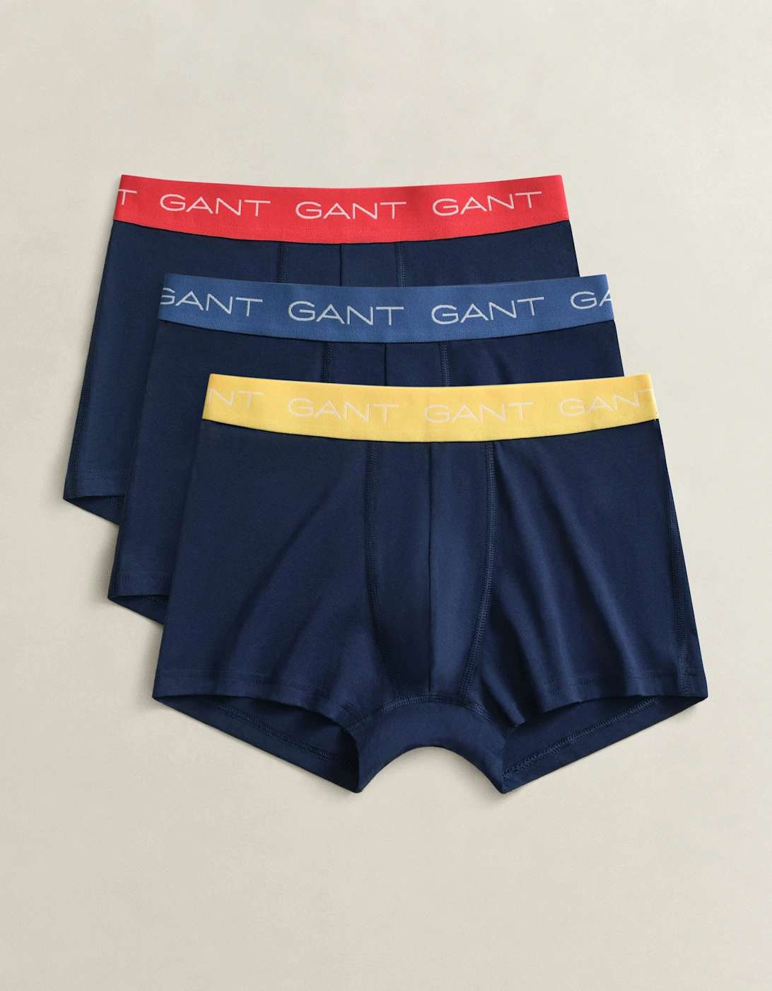 Gant Men's Navy 3-Pack Trunks With Multi Coloured Waistbands - 410 Marine  35/34/32 L