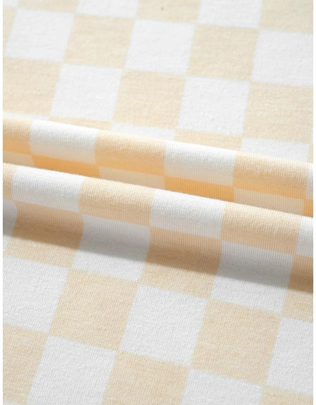 Beige Checkered Print Long Sleeve Top and Pants Lounge Set