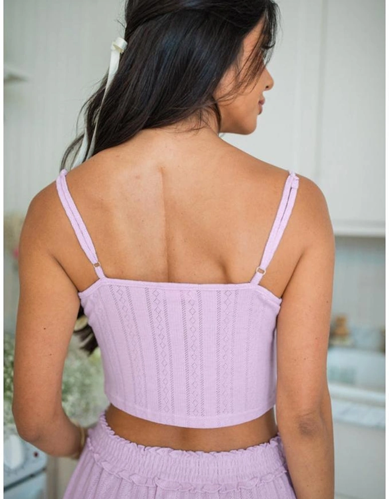 Orchid Petal Delicate Texture Cropped Cami Shorts and Cardigan 3pcs Lounge Set