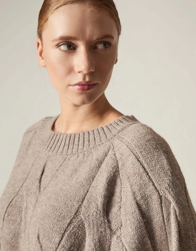Oversized Cable Detail Grey Jumper