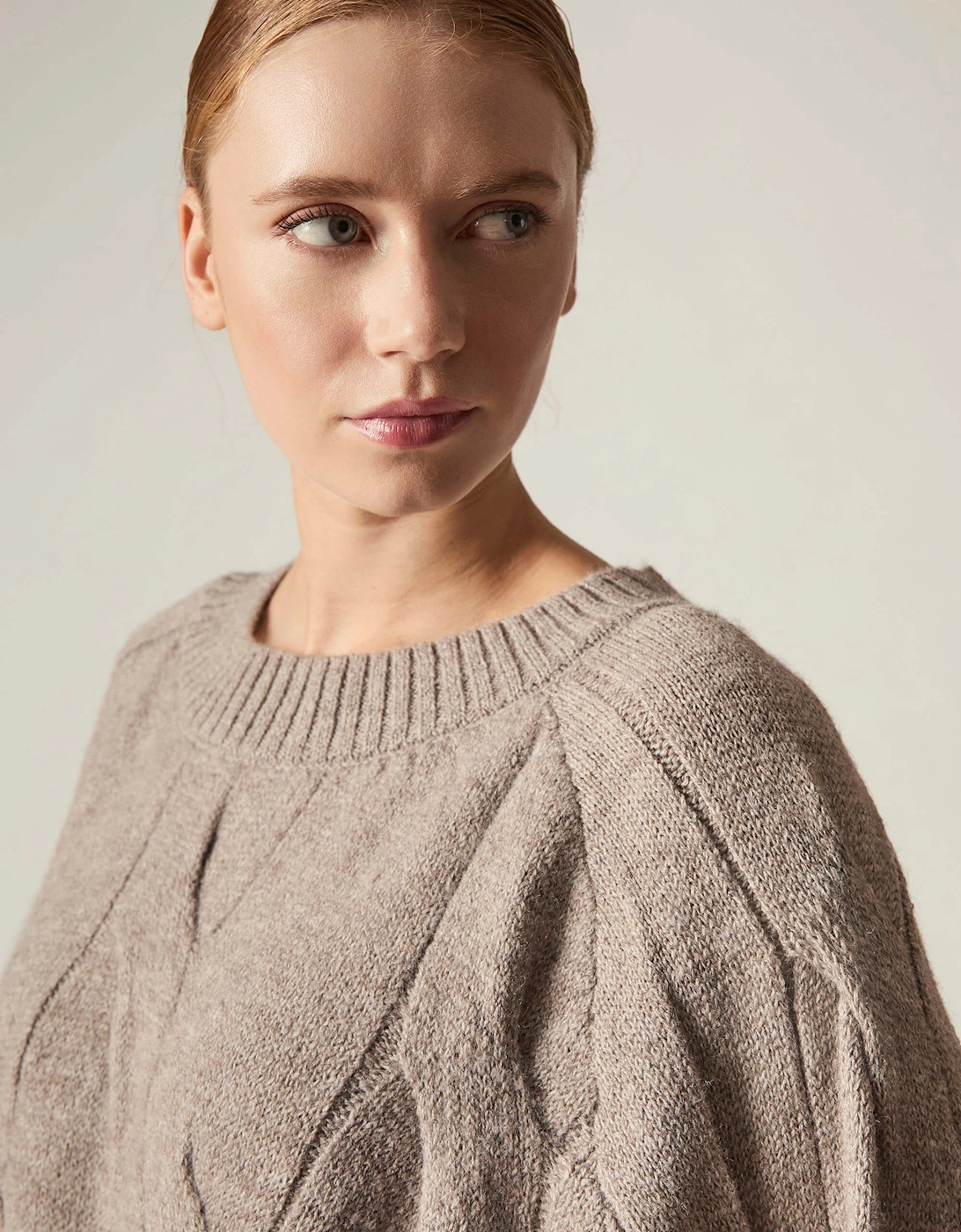 Oversized Cable Detail Grey Jumper