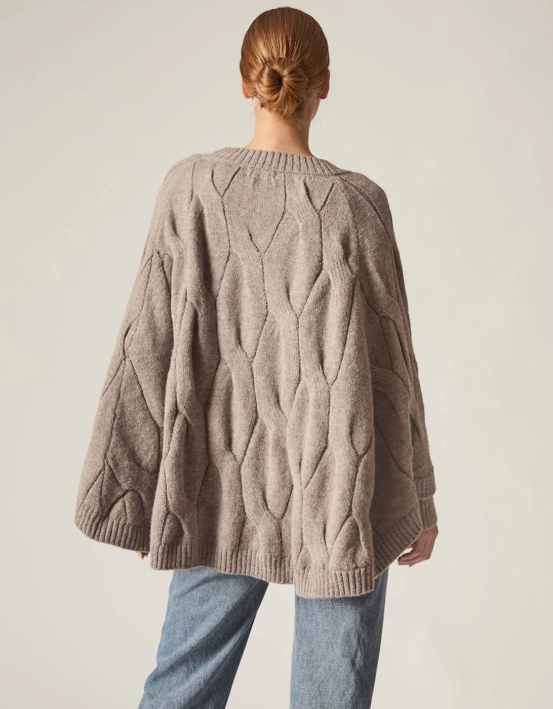 Oversized Cable Detail Grey Jumper