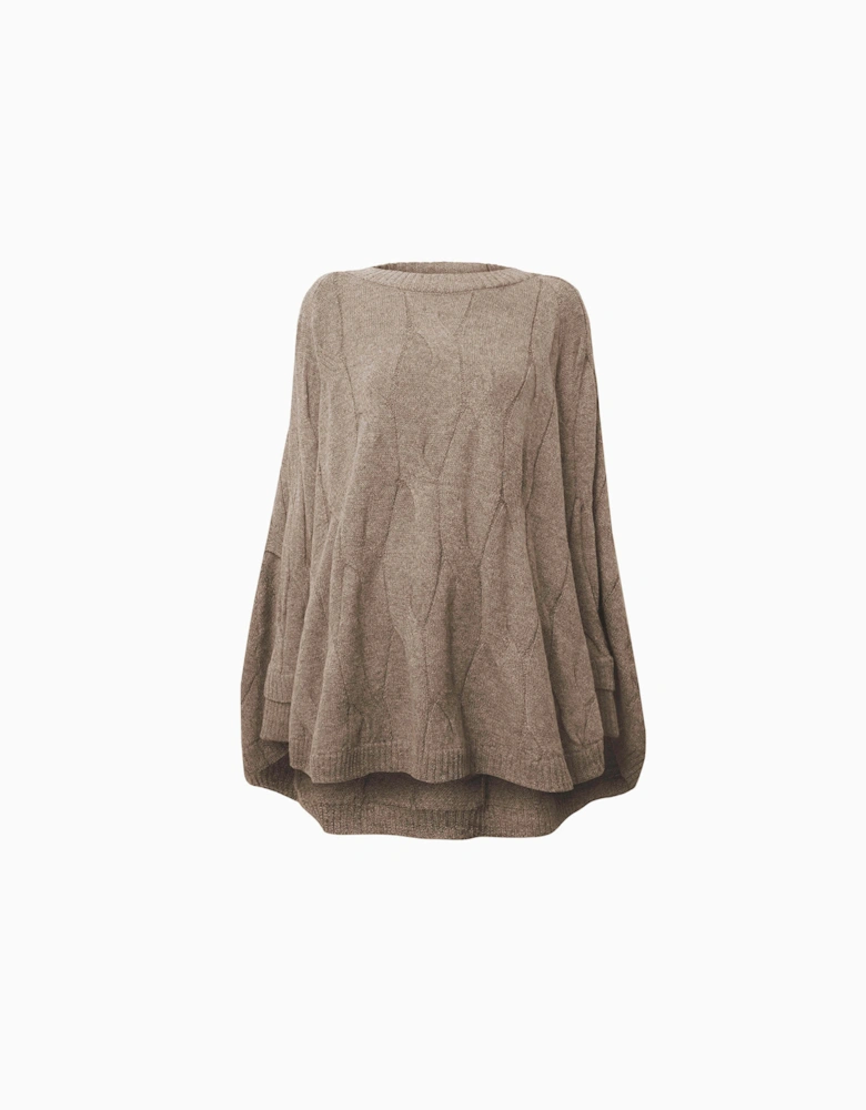 Oversized Cable Detail Grey Jumper