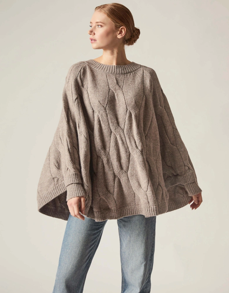Oversized Cable Detail Grey Jumper