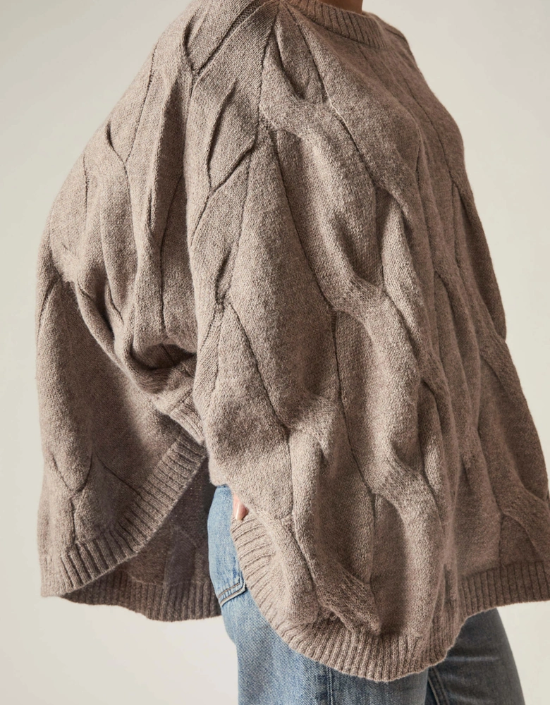 Oversized Cable Detail Grey Jumper