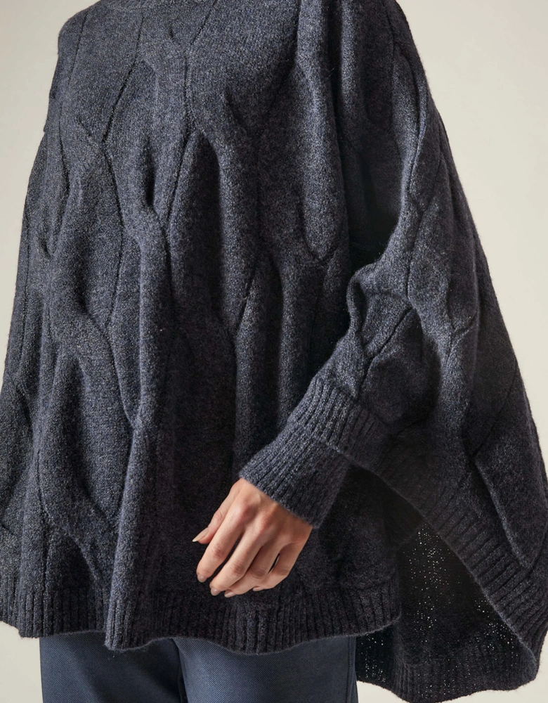 Oversized Cable Detail Navy Jumper