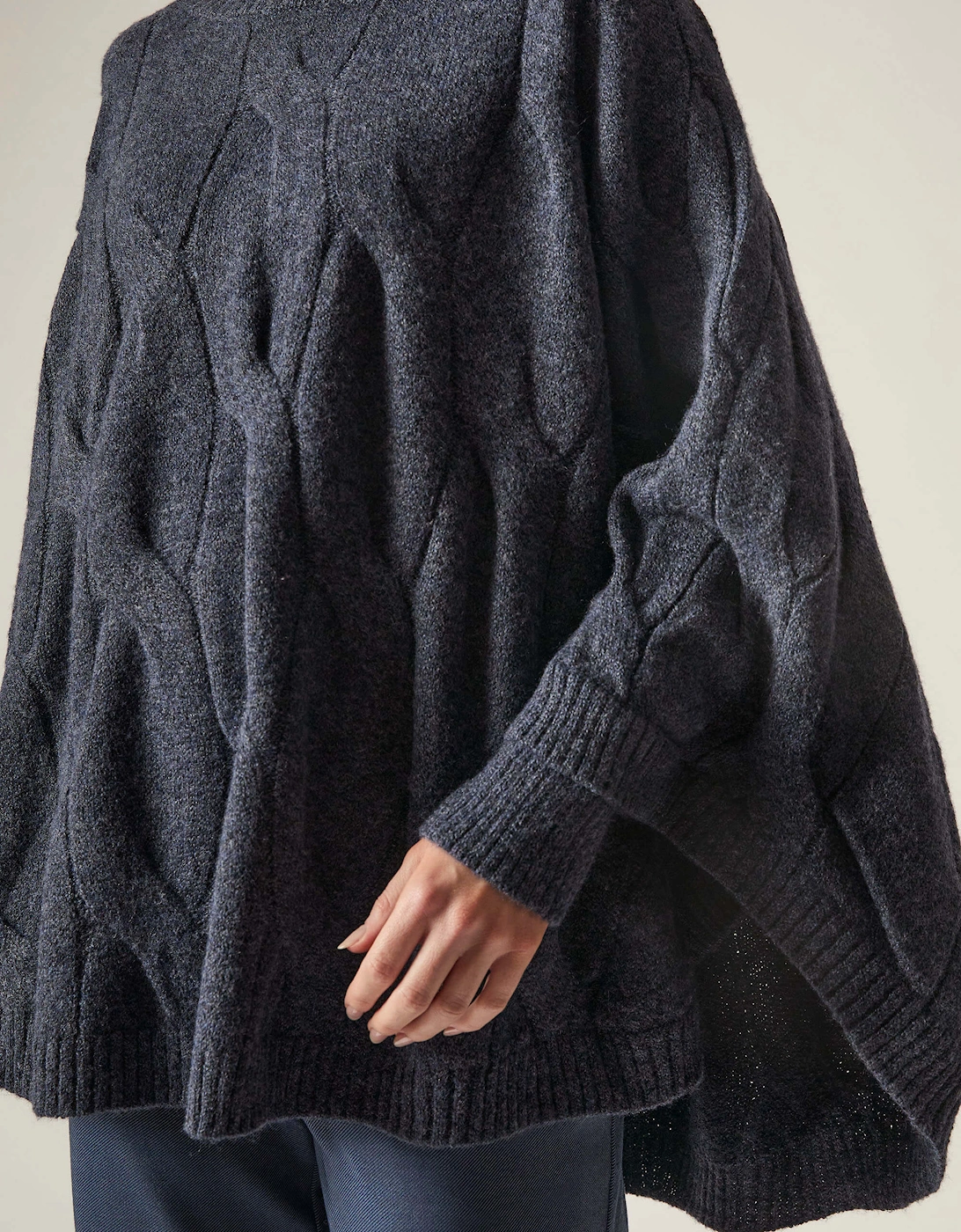 Oversized Cable Detail Navy Jumper