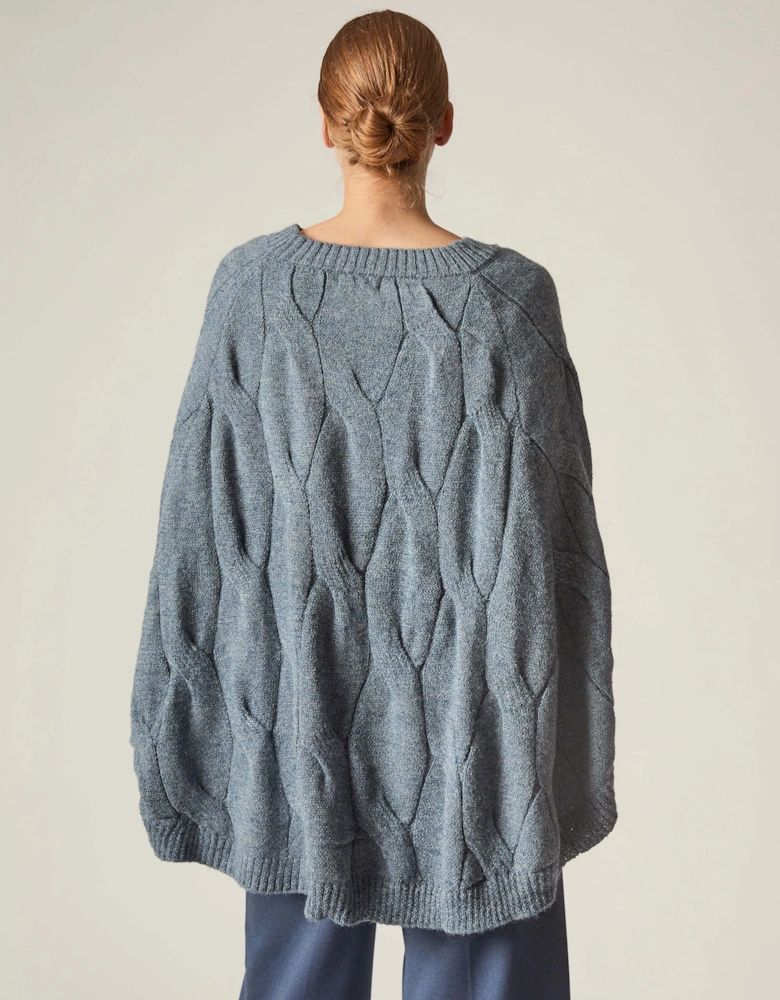 Oversized Cable Detail Denim Jumper