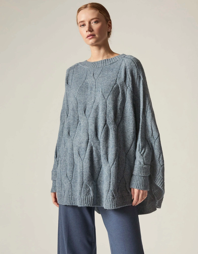 Oversized Cable Detail Denim Jumper