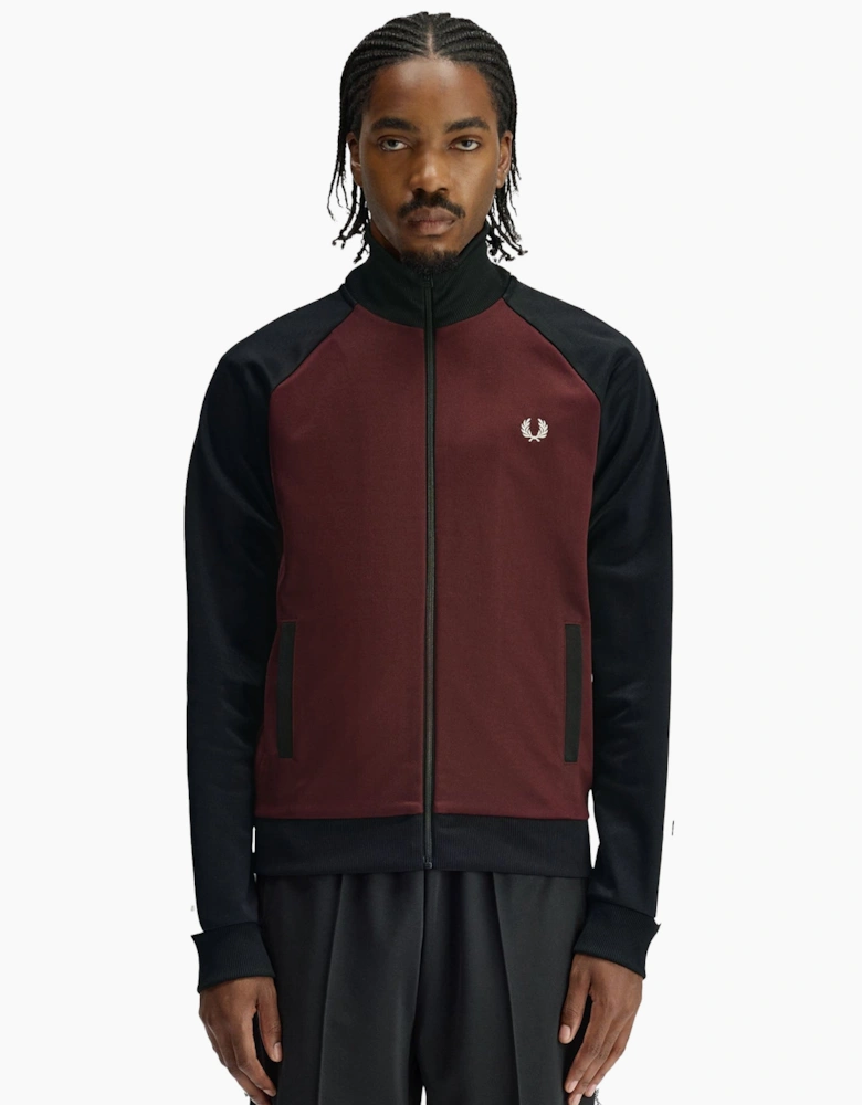 Contrast Sleeve Track Top Jacket Oxblood
