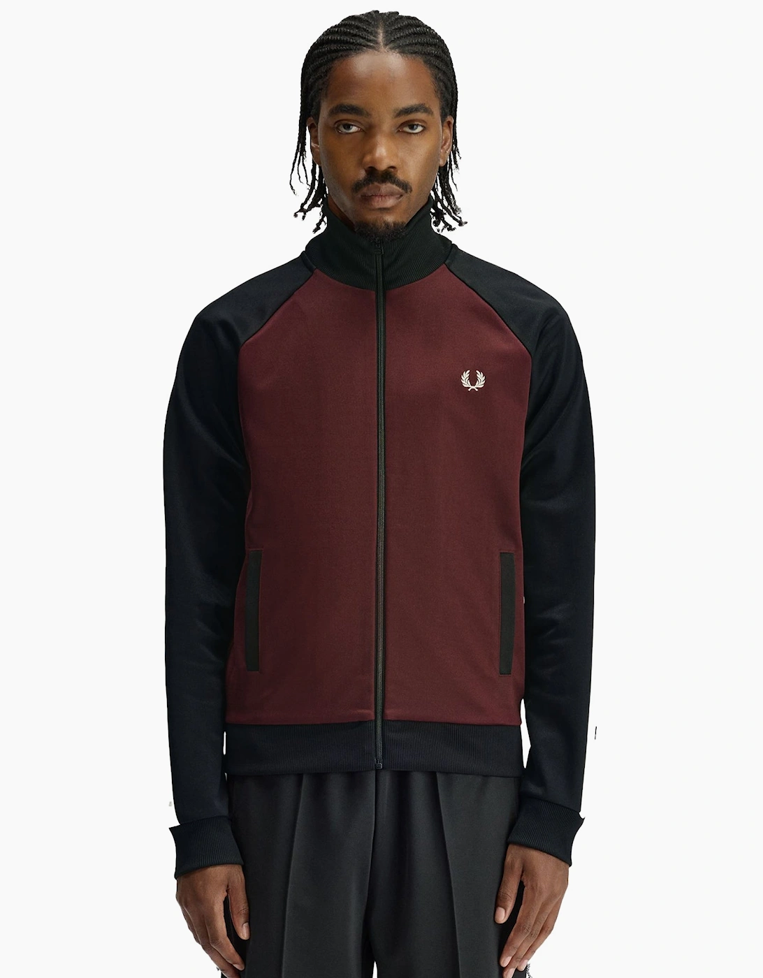 Contrast Sleeve Track Top Jacket Oxblood