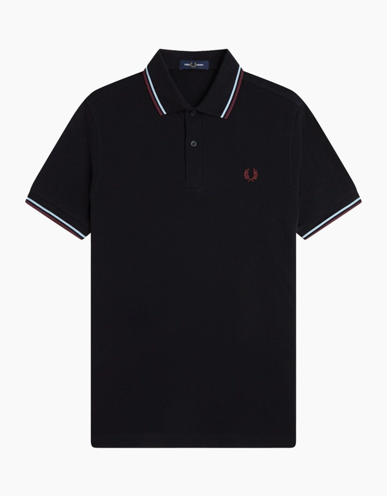 Twin Tipped Polo Shirt Black/Ball Boy Blue/Oxblood
