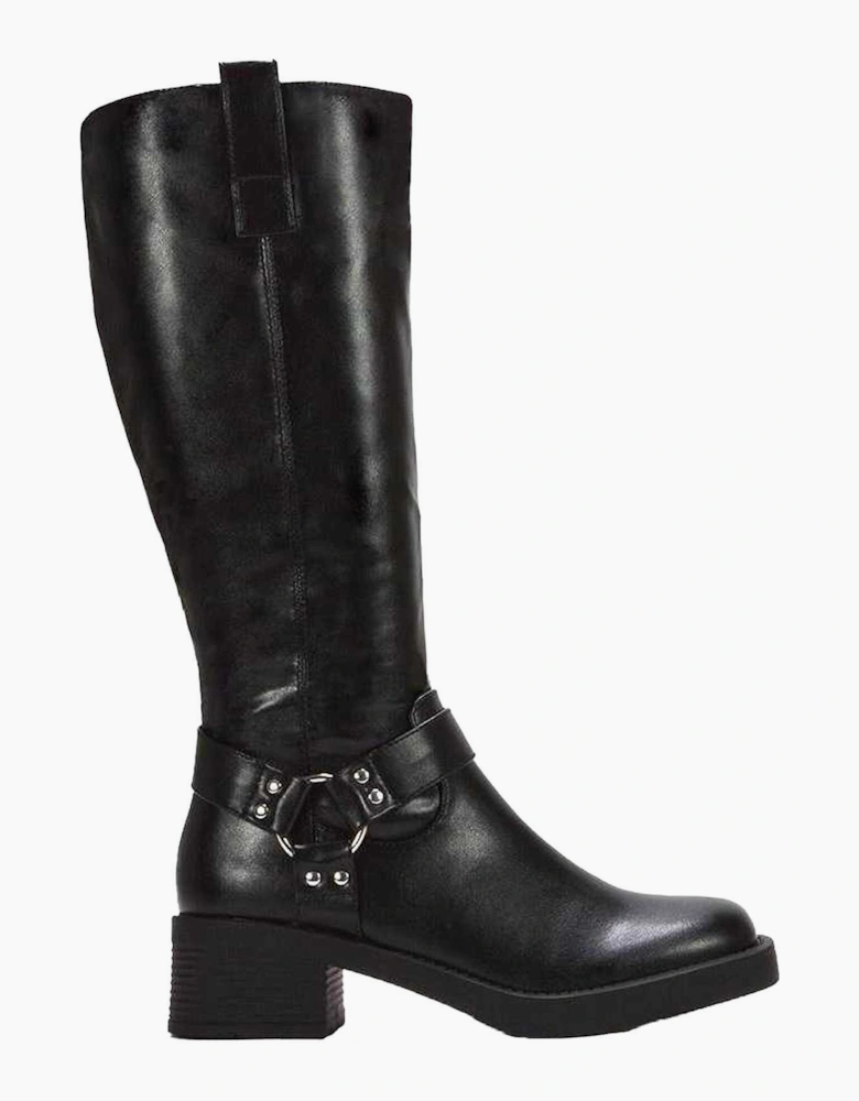 Womens/Ladies Roma Knee-High Mid Block Heel Western Boots