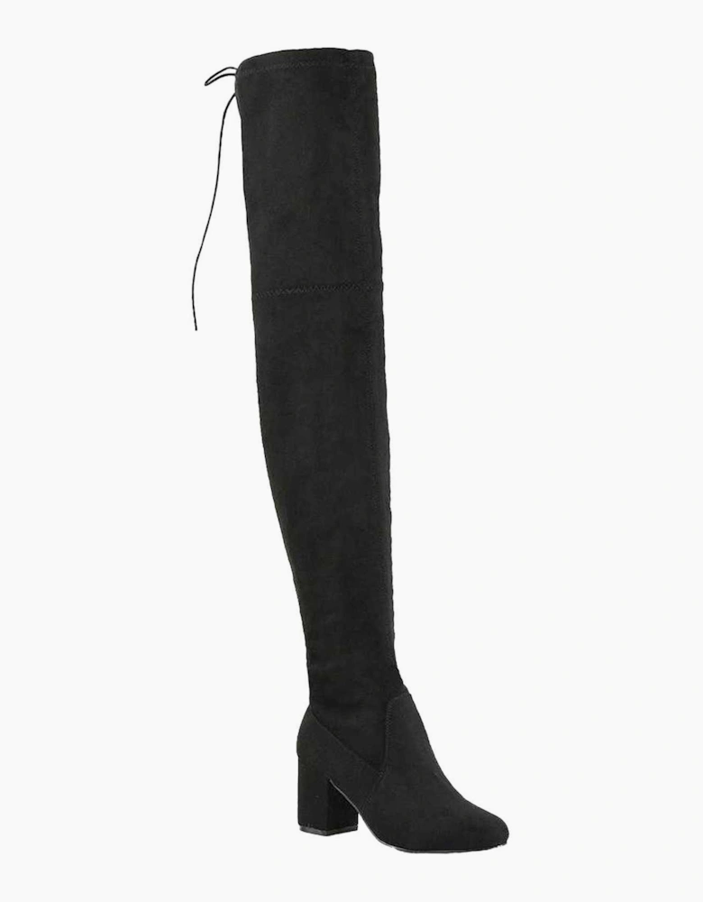 Womens/Ladies Pixie Block Heel Thigh-High Boots