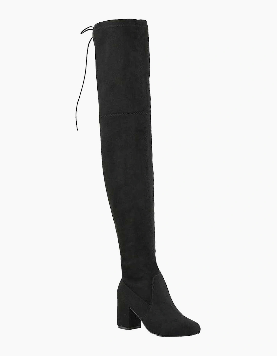 Womens/Ladies Pixie Block Heel Thigh-High Boots, 3 of 2