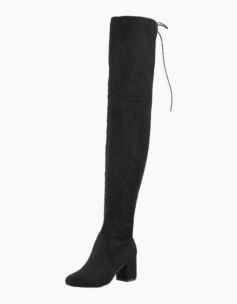 Womens/Ladies Pixie Block Heel Thigh-High Boots
