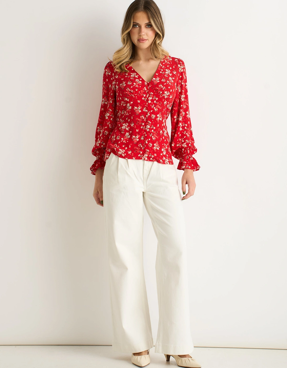 Red Ecovero Viscose Button-through Blouse