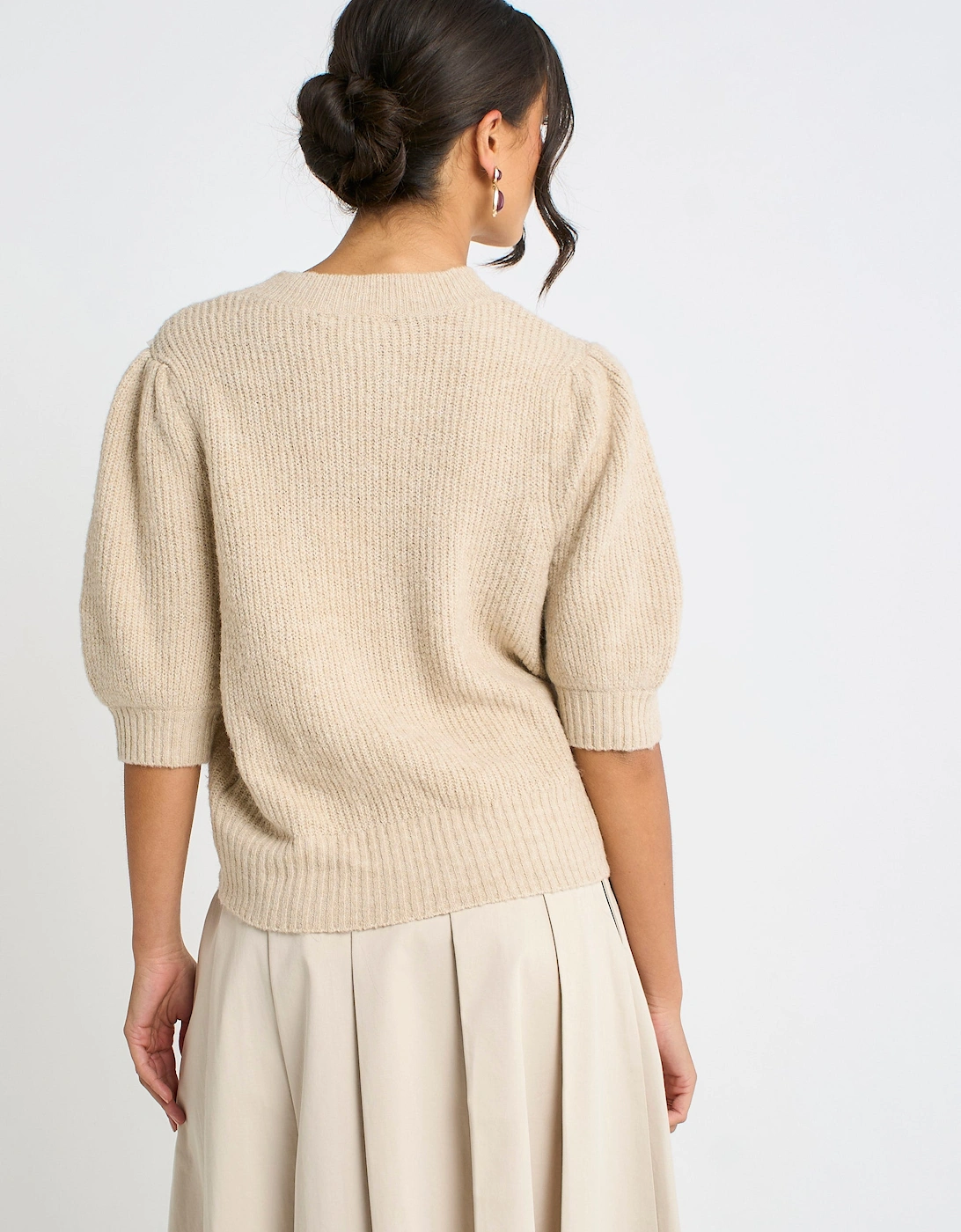Mocha Chiffon Bow Knitted Jumper